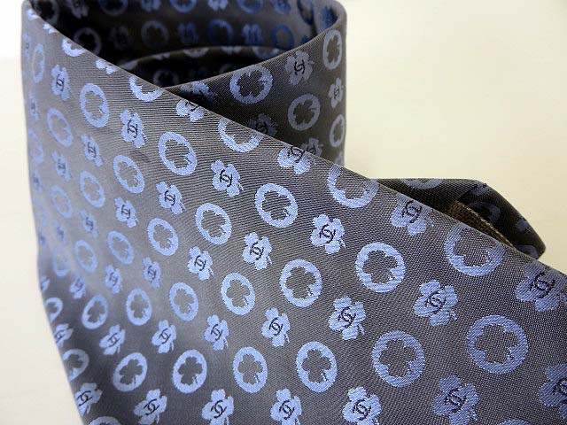 シャネル CHANEL ネクタイ ココマーク クローバー 総柄 グレー