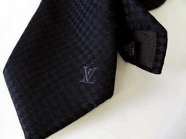 ルイヴィトン LOUIS VUITTON ネクタイ LV ロゴ ダミエ グラフィット 黒 