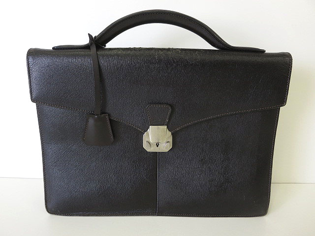 ダンヒル ブリーフケース レザー ブラック シルバー金具 バッグdunhill ダンヒル サイドカー ビジネスバッグ