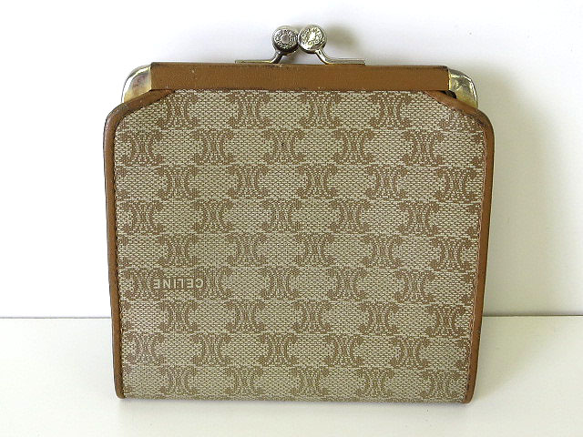 セリーヌ CELINE 財布 マカダム柄 二つ折り がま口 三つ折り PVC