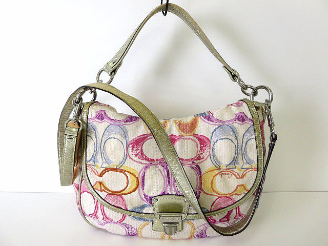 コーチ COACH バッグ 2WAY ショルダーバッグ キャンバス レザー オフ白 