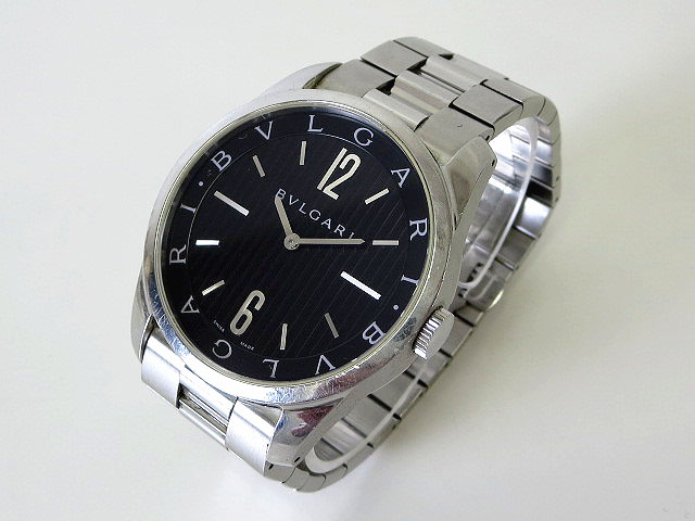 ブルガリ BVLGARI 腕時計 ソロテンポ ST42S クオーツ 黒文字盤