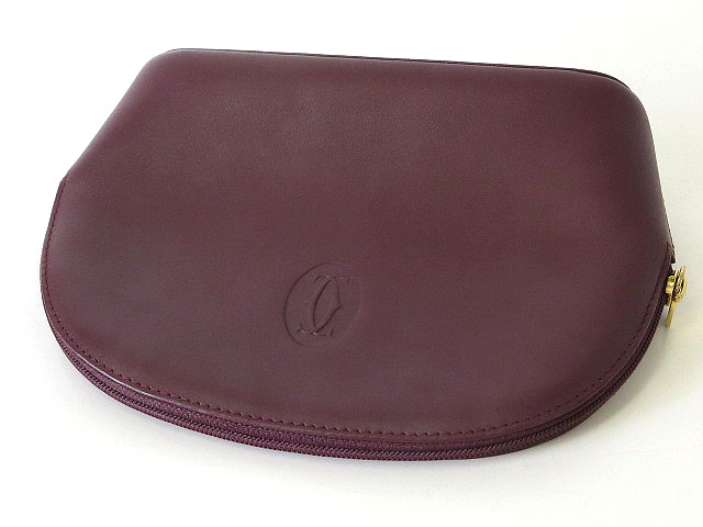 カルティエ Cartier ポーチ マストライン レザー ボルドー ゴールド