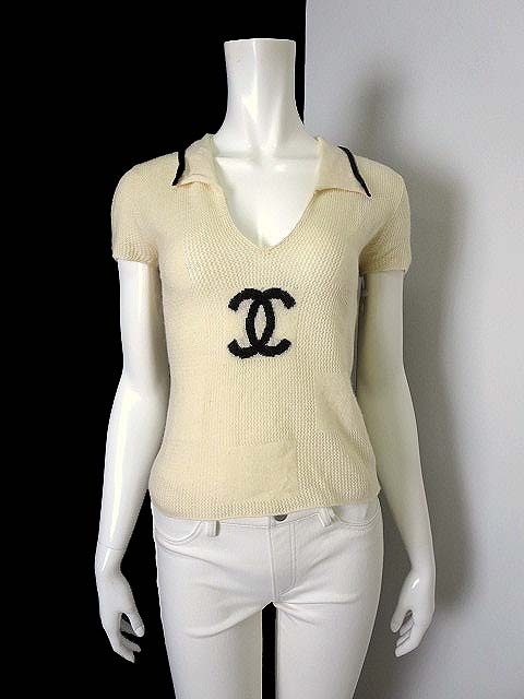 シャネル CHANEL ニット セーター 半袖 カシミヤ 100％ ココマーク 36  