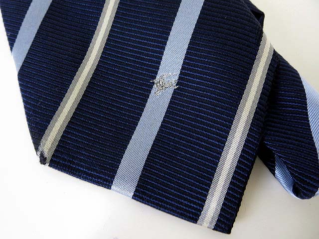 極美品 バーバリー ネクタイ 正規品 ストライプ 紺 Burberry