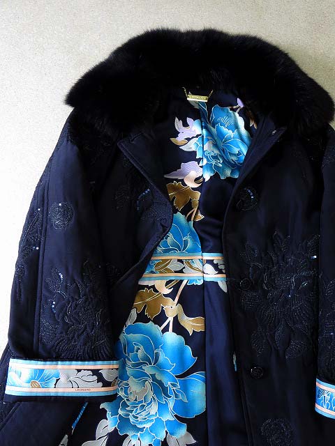 レオナール LEONARD コート ステンカラーコート 中綿 シルク 絹 花柄  