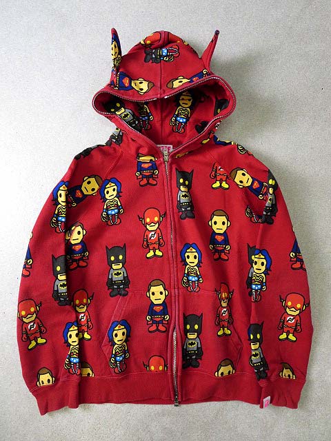 エイピー APEE パーカー フードパーカ 耳付きフード XS 赤 レッド ア  