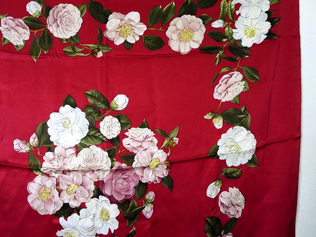 シャネル CHANEL スカーフ 大判 ストール 絹 シルク カメリア 花柄  