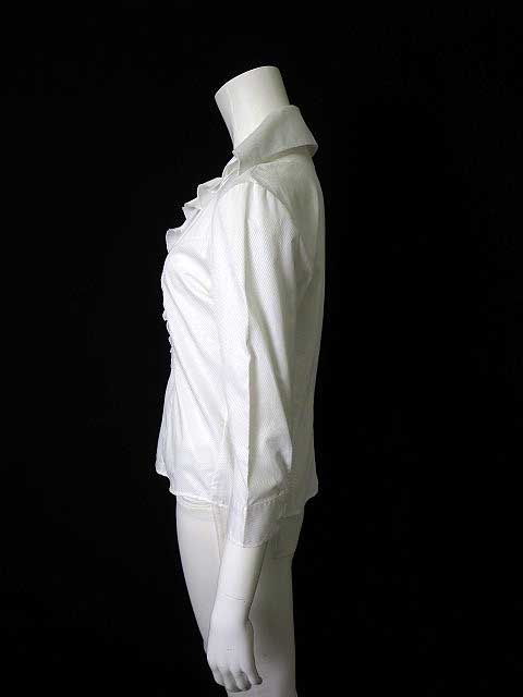 ナラカミーチェ　新品タグ付き　ブラウス　白フリルノーカラー 七分袖 19000円 ナラカミーチェ NARA CAMICIE シャツ ブラウス フリル 7分袖 1 M