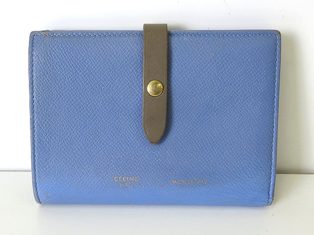 セリーヌ CELINE 財布 二つ折り レザー ストラップ ミディアム マルチ 