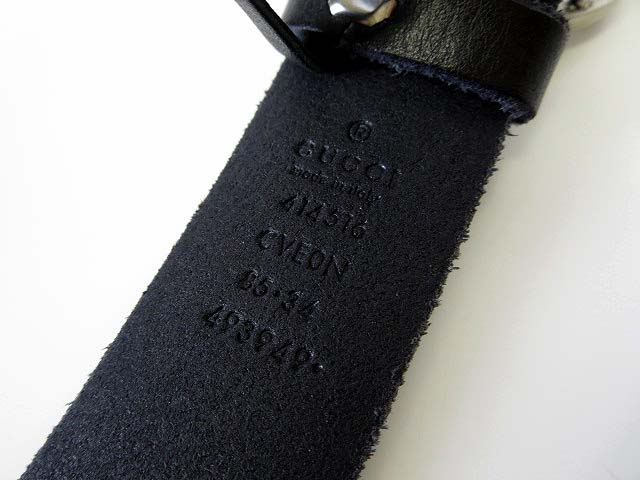 グッチ GUCCI ベルト レザーベルト 本革 ダブルG 85 黒 ブラック