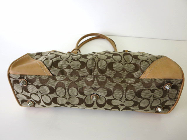 美品　コーチ　トートバッグ　F08K07 シグネチャー　キャンバス／レザー コーチ COACH バッグ トートバッグ キャンバス レザー ベージュ