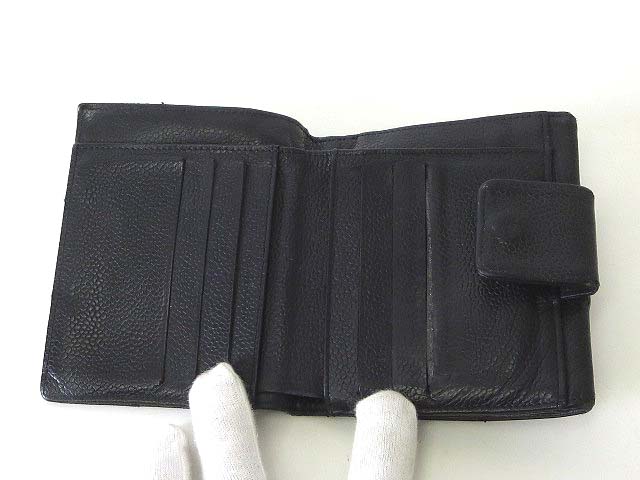 シャネル CHANEL 財布 三つ折り チョコバー キャビアスキン