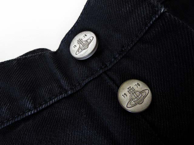 0910【Vivienne】サルエルパンツ ジーンズ ボタンフライ 刺繍 VIVIENNE WESTWOOD / ヴィヴィアンウエストウッド 〜90s archive