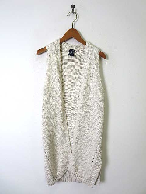 ギャップ Gap ベスト ジレ ニット ロング コットン Xxs アイボリー レディース 068 ベクトルパーク