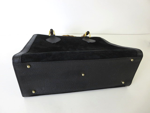 グッチ GUCCI バッグ ハンドバッグ バンブー スエード レザー 黒  