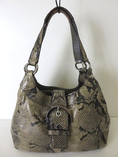 コーチ COACH バッグ ショルダーバッグ パイソン柄 パテント レザー 