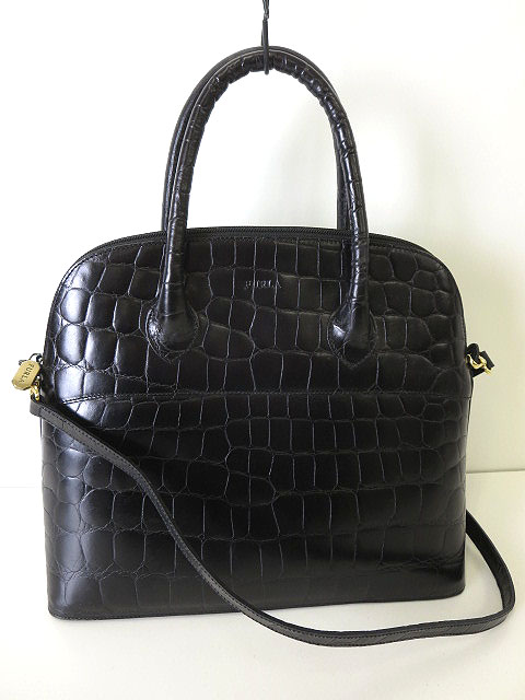 フルラ FURLA バッグ 2WAY クロコ型押し レザー ハンド ショルダー 