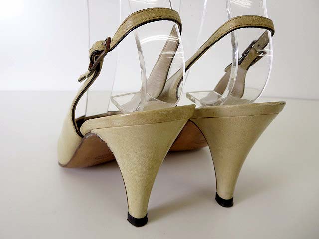 シャネル CHANEL パンプス ミュール バックベルト レザー キャップトゥ