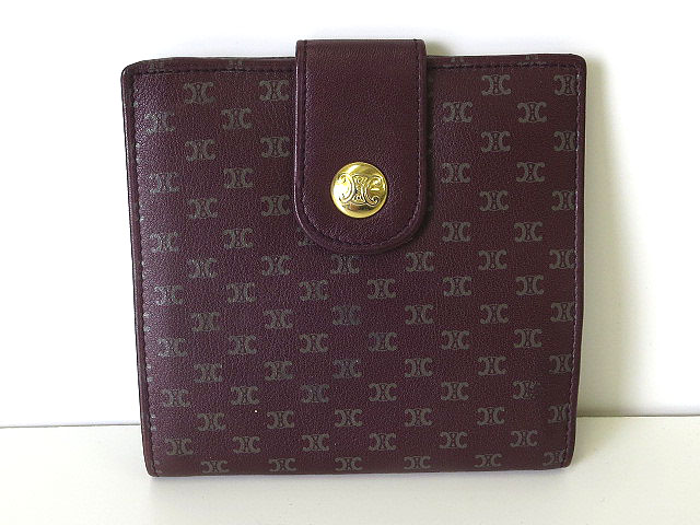 セリーヌ CELINE 財布 二つ折り マカダム柄 レザー エンジ