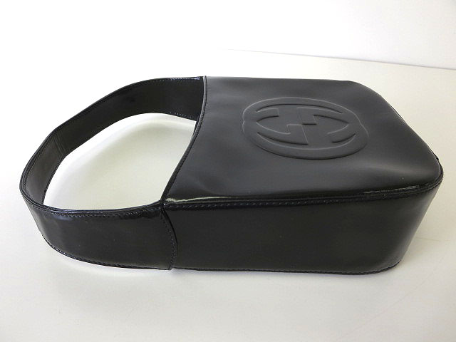 グッチ GUCCI バッグ ハンドバッグ パテント レザー GG ロゴ 黒  