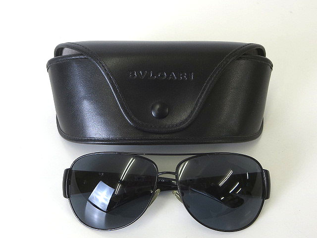 ブルガリ BVLGARI サングラス ティアドロップ 5008 黒 ブラック レザー 