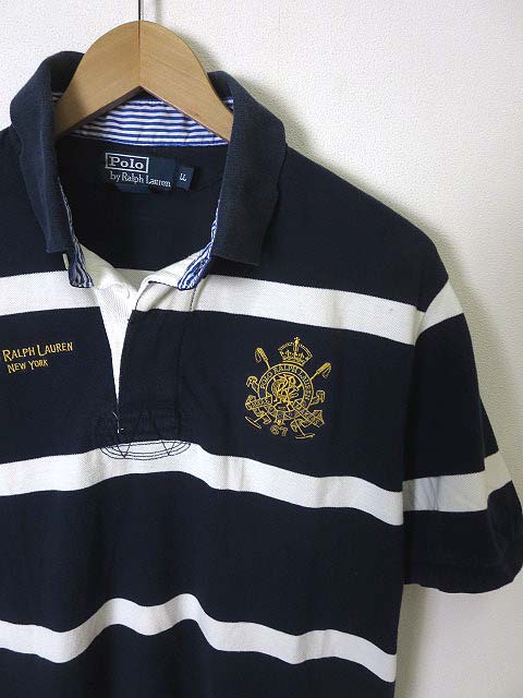 ポロラルフローレン ボーダーラガーシャツ　ポロシャツ　半袖　紺　白 楽天市場】□ POLO ポロ ラルフローレン ボーダー 半袖 ラガー