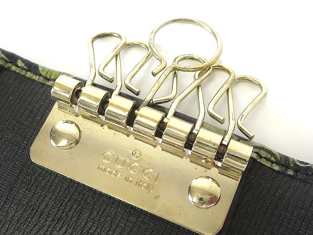 未使用級✨付属品あり❣️GUCCI グッチ　キーケース　6連　エナメル　GG 総柄 直営店購入】GUCCI グッチ 6連キーケース GG柄 GGライン レザー