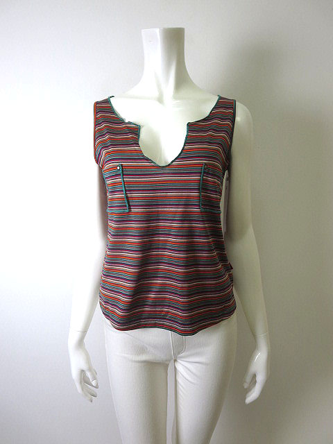 トピィーズ Topys アトリエドール タンクトップ ボーダー キーネック ポケット付 マルチカラー レディース 068 ベクトルパーク