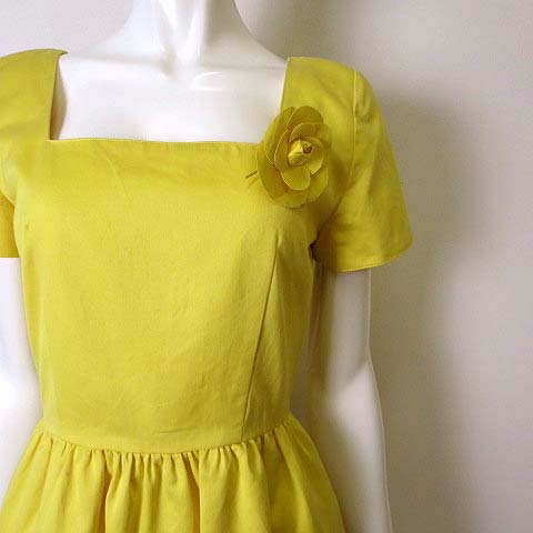 ルネ Rene ワンピース フレア 半袖 コサージュ 9 黄色 イエロー 国内正規品 レディース 068 ベクトルパーク