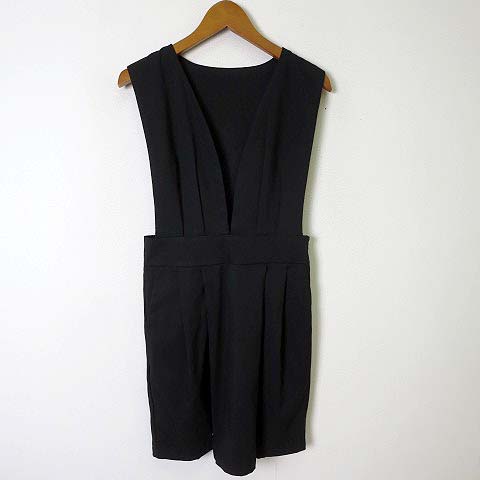 Ecury エキュリー ワンピース ジャンパースカート ノースリーブ タック ストレッチ M 黒 ブラック レディース 068 ベクトルパーク