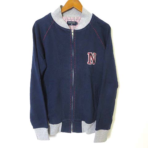 ノーティカ Nautica トラックジャケット ブルゾン ジップアップ ロゴ ワッペン 刺繍 コットン 長袖 M 紺 ネイビー レディース 068 ベクトルパーク