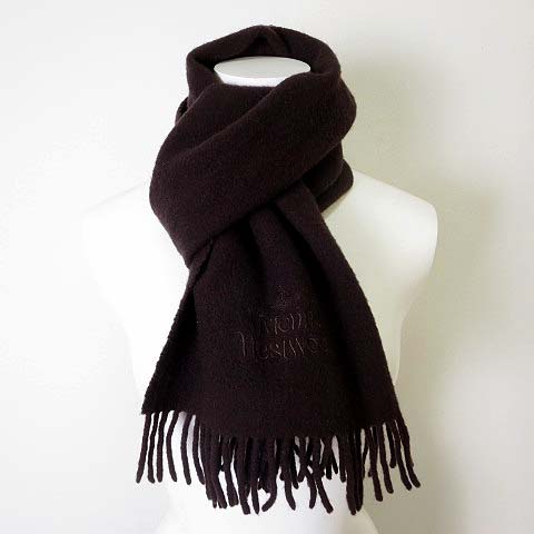 ヴィヴィアンウエストウッド Vivienne Westwood マフラー ウール ロゴ 刺繍 フリンジマフラー ダークブラウン こげ茶色 レディース 068 ベクトルパーク