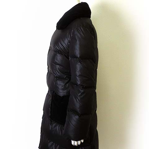 トリココムデギャルソン Tricot Comme Des Garcons ダウン ダウンコート ダウンジャケット ロング ベロア 切替え ドッキング S 黒 ブラック Ad06 レディース 068 ベクトルパーク