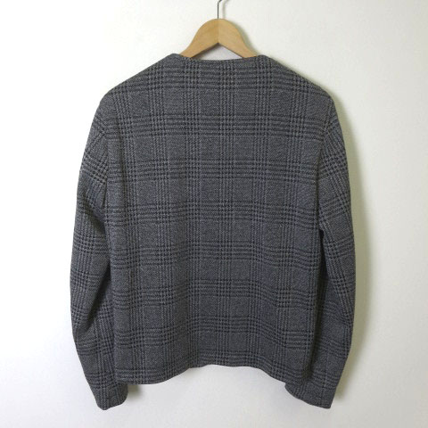 未使用品 ザラ Zara ジャケット ブルゾン ノーカラー グレンチェック 長袖 ストレッチ M グレー 黒 美品 メンズ 068 ベクトルパーク