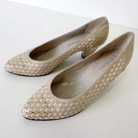 バリー Bally パンプス レザー 編込み 21 5 E グレー アイボリー くつ 靴 シューズ 小さいサイズ レディース 068 ベクトルパーク