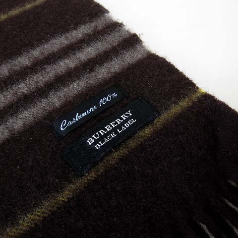 バーバリーブラックレーベル BURBERRY BLACK LABEL マフラー カシミヤ 100％ ホース ロゴ 刺繍 ボーダー ノバチェック ダーク ブラウン こげ茶色 ビジネス 紳士 通勤 防寒 メンズ レディース 068-202011110188 | ベクトルパーク