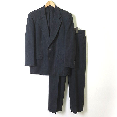 五大陸 Gotairiku オンワード スーツ セットアップ シングル ストライプ ウール 100 長袖 ジャケット パンツ S M グレー メンズ 068 ベクトルパーク