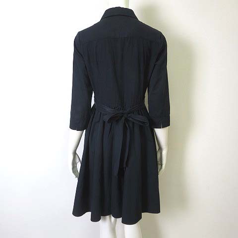 ソアリーク Soareak ワンピース シャツワンピース ミモレ丈 7分袖 リボン フレア 38 M 紺 ネイビー レディース 068 ベクトルパーク
