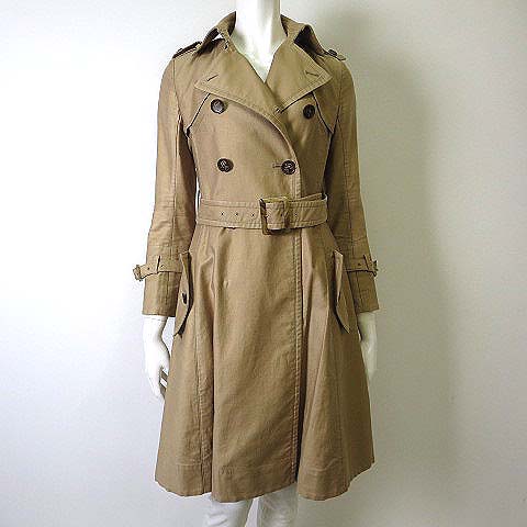 Revionnet ルヴィオネ コート トレンチコート ベルト付 ロゴ ボタン 裏 配色 長袖 2 M ベージュ レディース 068 1025 ベクトルパーク