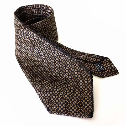 フェンディ Fendi ネクタイ ズッカ柄 シルク イタリア製 ブラウンゴールド 黒 ブラック 紳士 ビジネス ブランド 小物 メンズ 068 ベクトルパーク
