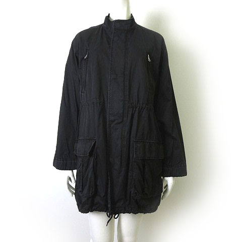 ズッカ Zucca コート モッズコート ミリタリー ダブル ジップアップ スタンドカラー 長袖 M 黒 ブラック レディース 068 ベクトルパーク