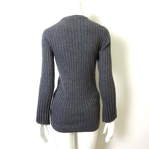 ミラオーウェン Mila Owen ニット セーター チュニック カシミヤ ウール 長袖 フレア袖 ストレッチ F グレー 杢 レディース 068 ベクトルパーク