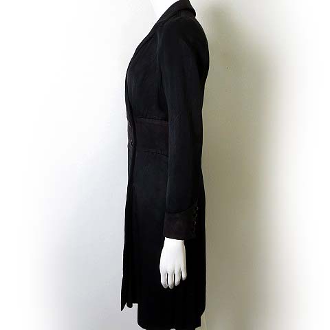 ヤエカ Yaeca コート ワンピース カシュクール 長袖 サテン スエード ドッキング S 黒 ブラック 国内正規品 レディース 068 ベクトルパーク