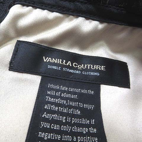 未使用品 ダブルスタンダードクロージング ダブスタ Double Standard Clothing Vanilla Couture ヴァニラクチュール ワンピース ドレス 半袖 花柄 レース バイカラー リボン付 フレア M 黒 ブラック タグ付 美品 レディース 068 ベクトルパーク