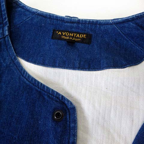 アボンタージ A Vontade ジャケット デニムジャケット ブルゾン ノーカラー L インディゴブルー 青紺 日本製 メンズ 068 ベクトルパーク