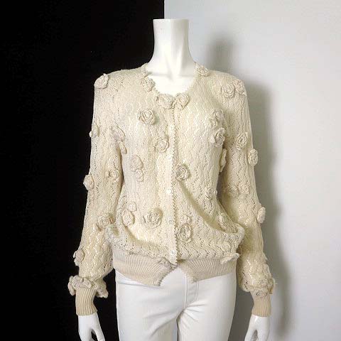 ピンクハウス PINK HOUSE カーディガン 長袖 かぎ編み ニット 麻  