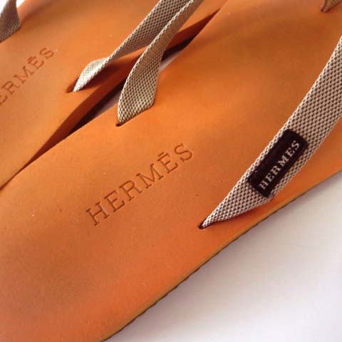 エルメス HERMES サンダル ビーチサンダル ロゴ 36 オレンジ