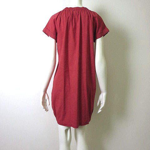 セオリーリュクス Theory Luxe チュニック ワンピース 半袖 リネン ギャザー コクーン ストレッチ M 38 コーラルピンク レディース 068 ベクトルパーク