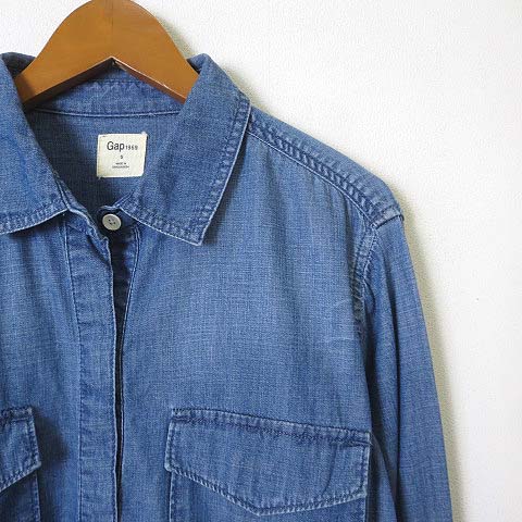 ギャップ Gap デニムシャツ シャンブレー プルオーバー 比翼ボタン 長袖 S インディゴブルー メンズ 068 ベクトルパーク
